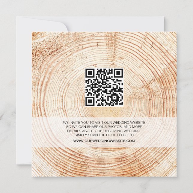 Invitación de boda de madera rústica para guardar  (Reverso)