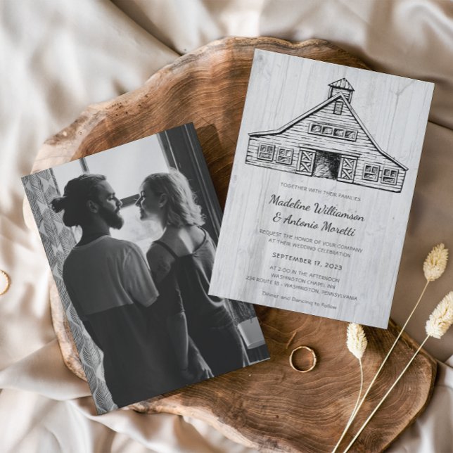 Invitación de Boda de Madera Sencilla de Granero R (Subido por el creador)