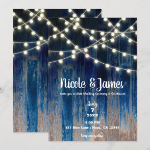 Invitación de Boda de Madera y Luces de Granero Co