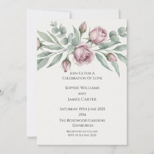 Invitación de boda de magnolia rosa