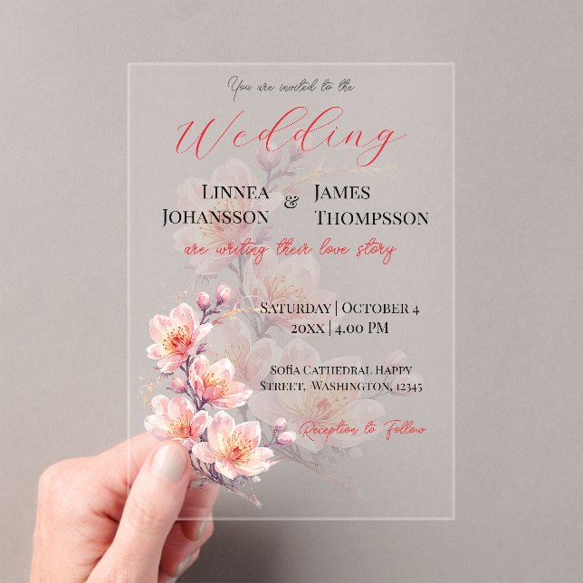 Invitación de Boda de Magnolia Rosa con Toque Romá (Insitu (portátil))