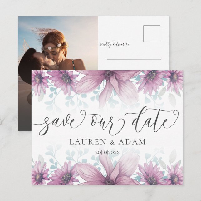 Invitación de boda de magnolia rosa Floral Blush S (Anverso / Reverso)