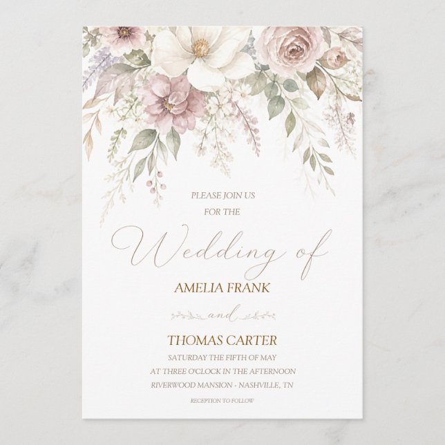 Invitación de boda de magnolia susurrante (Anverso)