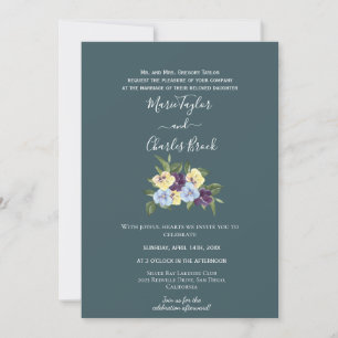 Invitación de boda de magnolia teal