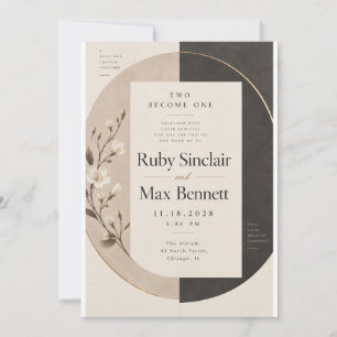 Invitación de boda de magnolia Yin Yang moderna
