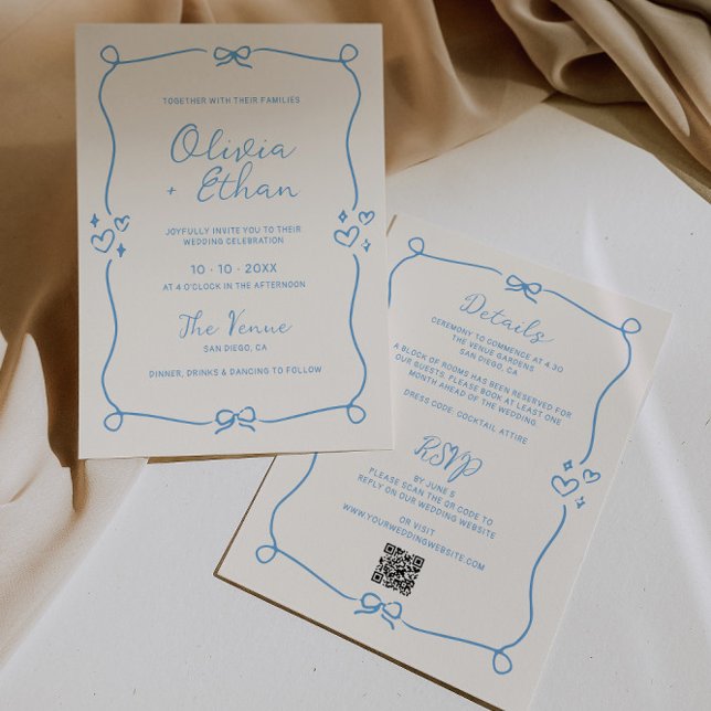 Invitación De Boda De Mano Azul Suave (Subido por el creador)