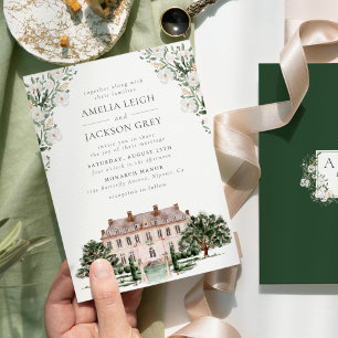 Invitación de boda de mansión campestre