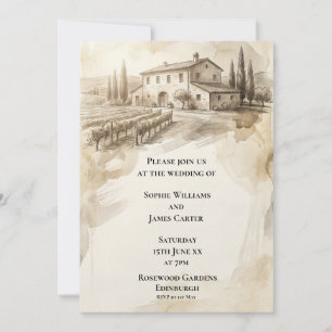 Invitación de boda de mansión de tierras altas en 