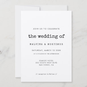 invitación de boda de máquina de escribir minimali