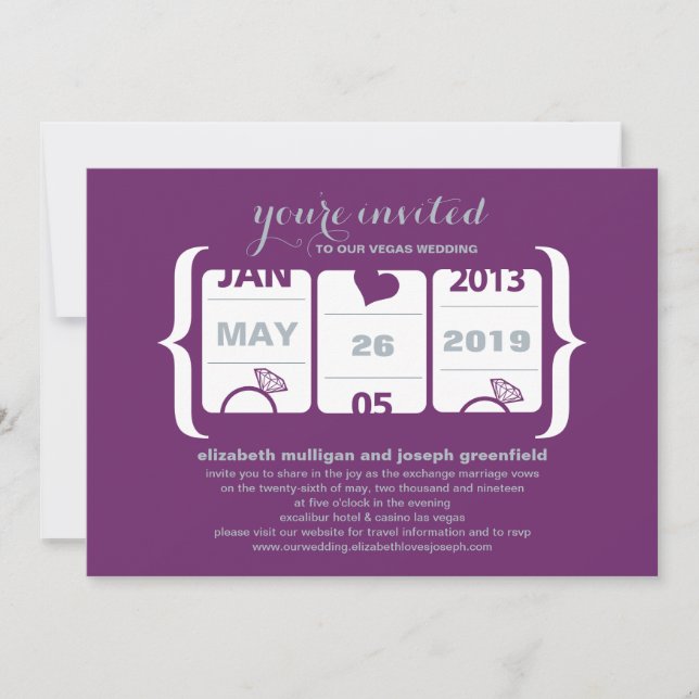 Invitación de Boda de Máquina Tragaperras (Anverso)