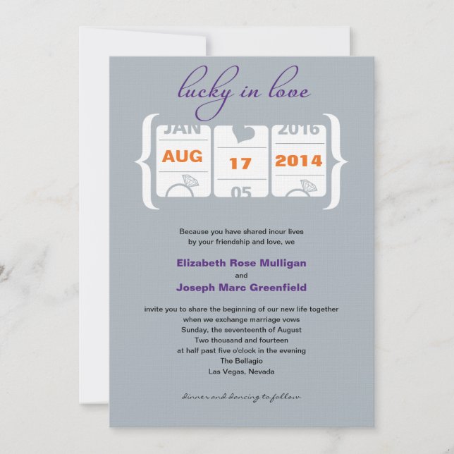 Invitación de boda de máquina tragaperras (Anverso)