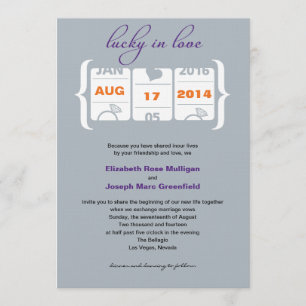 Invitación de boda de máquina tragaperras
