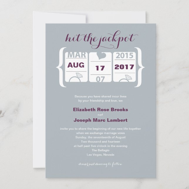 Invitación de Boda de Máquina Tragaperras (Anverso)