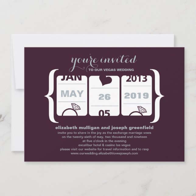 Invitación de Boda de Máquina Tragaperras (Anverso)