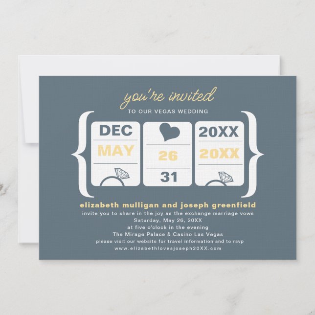 Invitación de Boda de Máquina Tragaperras (Anverso)