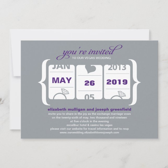 Invitación de Boda de Máquina Tragaperras (Anverso)