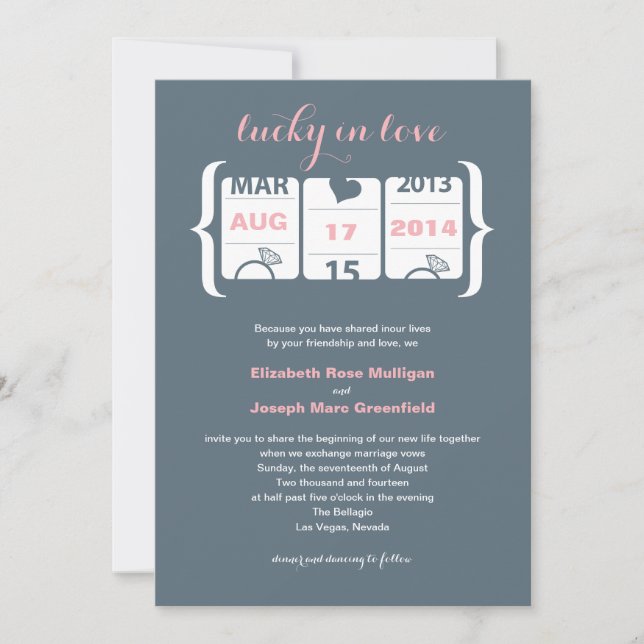 Invitación de Boda de Máquina Tragaperras (Anverso)