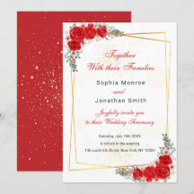 invitación de boda de marco dorado floral y elegan