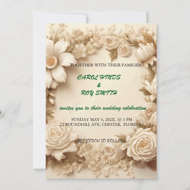 invitación de boda de marfil (Anverso)