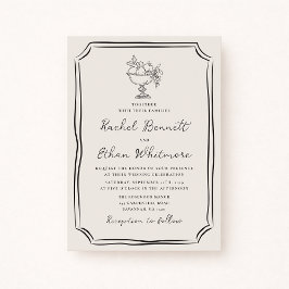 Invitación de boda de marfil caprichosa a mano