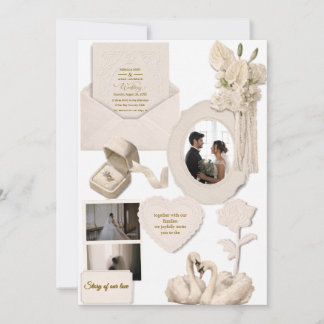 Invitación de boda de marfil elegante