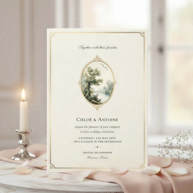 Invitación de boda de marfil pastoral francés (Subido por el creador)