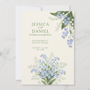 Invitación de boda de marfil Periwinkle Forget Me