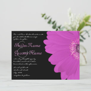 Invitación de boda de margarita de Gerber negra y