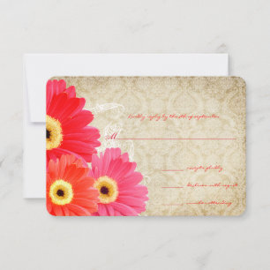 Invitación de boda de margarita Gerber naranja cor
