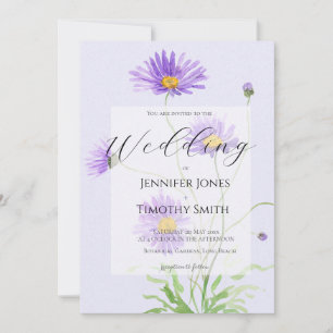 invitación de boda de margarita morada