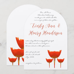 Invitación de boda de mariposa de amapolas grises