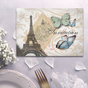 Invitación de Boda de Mariposa de la Torre Eiffel 