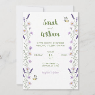 Invitación de boda de mariposa de margarita lavand