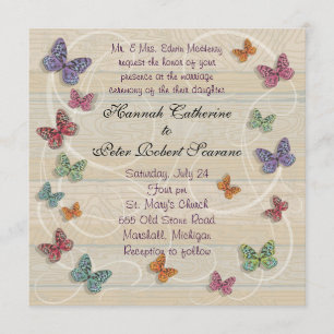 Invitación de boda de mariposa hermosa