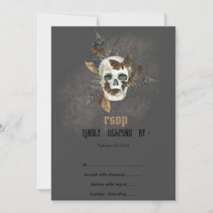 Invitación de boda de mariposas de cráneo floral g