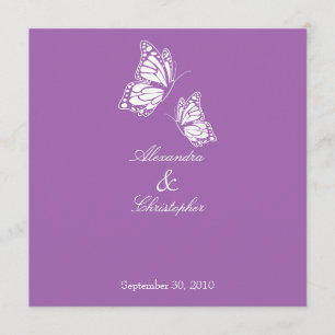 Invitación de Boda de mariposas violetas simples