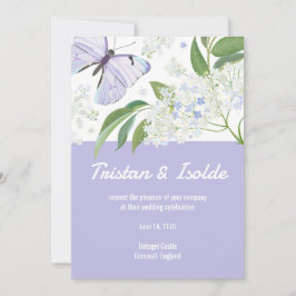 Invitación de boda de mariposas y flor de saúco