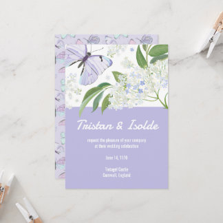 Invitación de boda de mariposas y flor de saúco