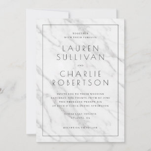 Invitación de boda de mármol blanco elegante