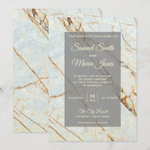 Invitación de Boda de Mármol de Marfil Elegante