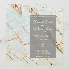 Invitación de Boda de Mármol de Marfil Elegante