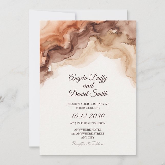 Invitación de boda de mármol de terracota (Anverso)
