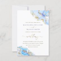 invitación de boda de mármol de tinta azul