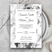 Invitación de boda de mármol gris blanco elegante