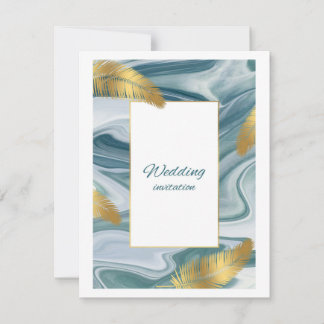 Invitación de boda de mármol líquido azul | El Pre