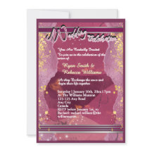 Invitación de boda de mármol púrpura plana
