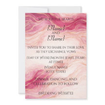 Invitación de boda de mármol rosa y dorado