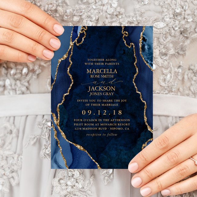 Invitación de boda de mármol y ágata dorada de la  (Subido por el creador)