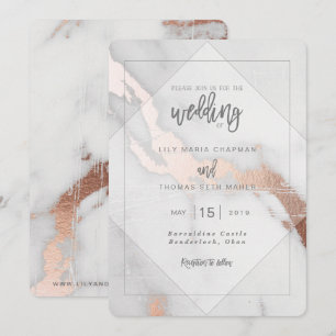 INVITACIÓN DE BODA DE MÁRMOL Y ROSA DE EFECTO ORO