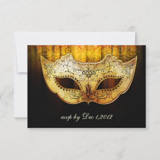 Invitación de boda de máscara dorada Fancy Flouris